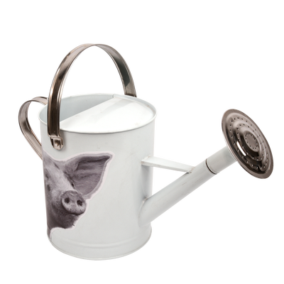 Regadera Metalica Animales de Granja Blanco y Negro